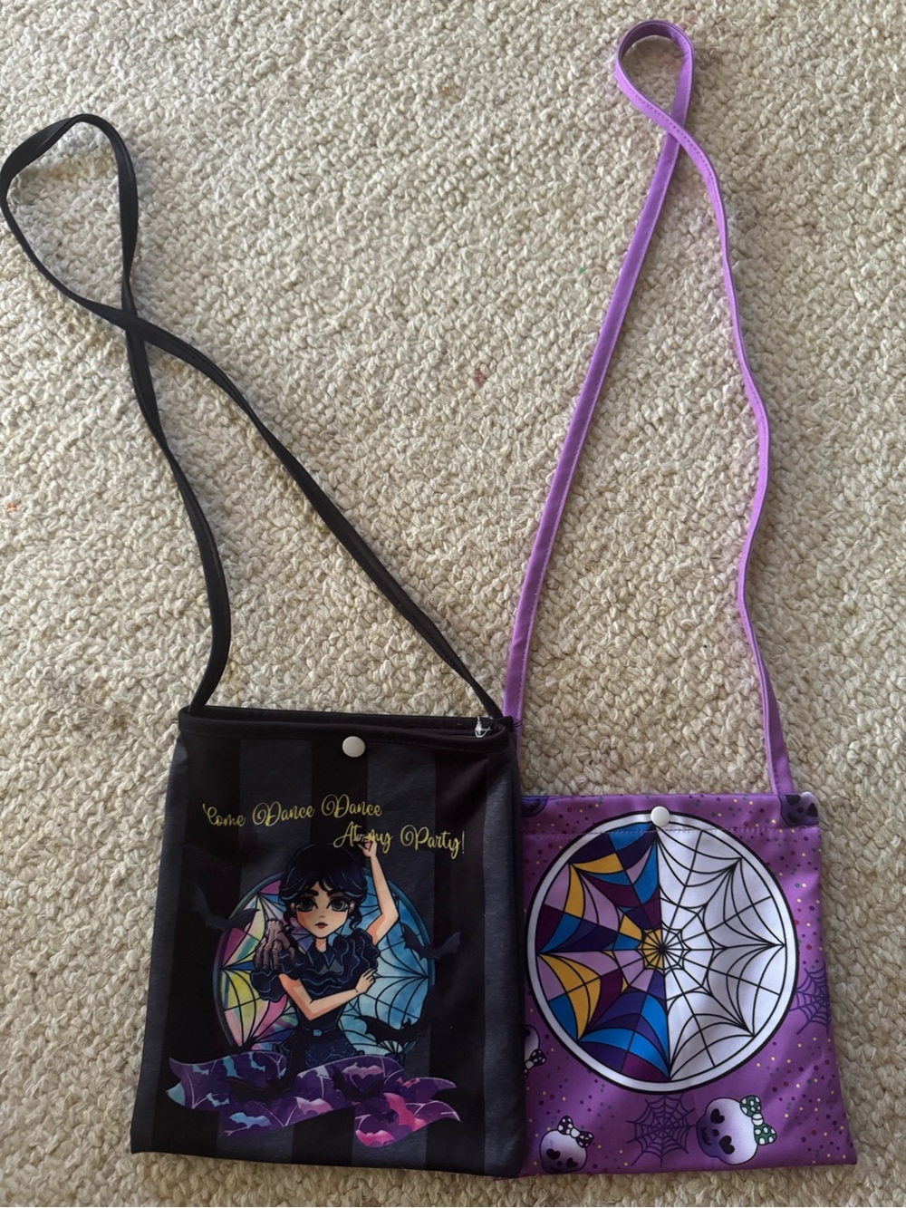 Wednesday Purple & Black Crossbody Bag Duo - Cute Spiderweb Design